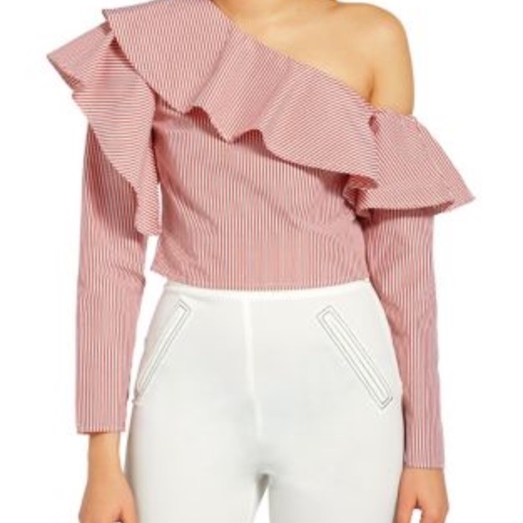 Missguided Striped One-Shoulder Top - Picture 1 of 3